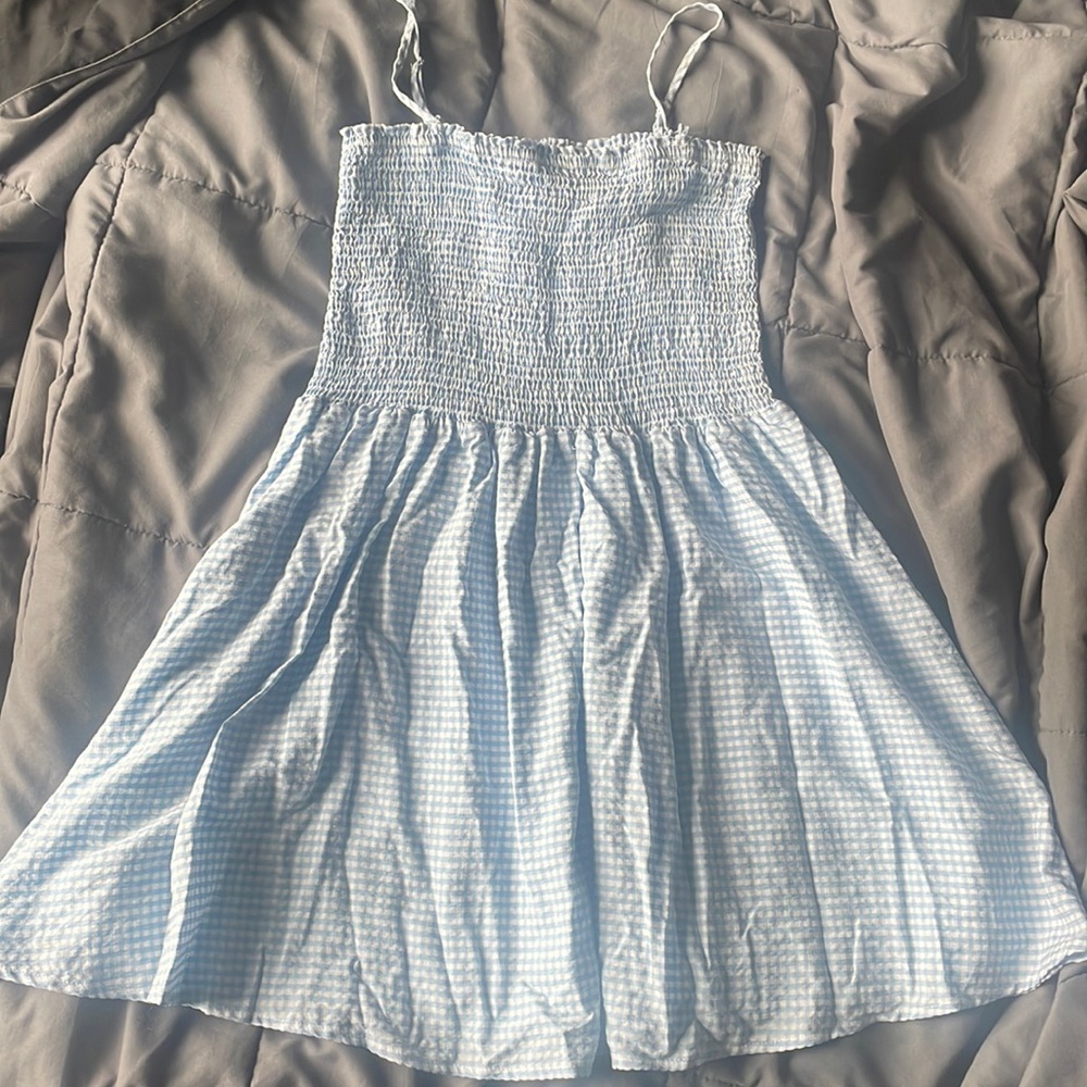 Lulus baby blue gingham mini dress